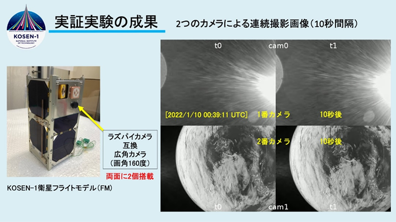 図２　 KOSEN-1衛星搭載カメラの連続写真による衛星姿勢検知